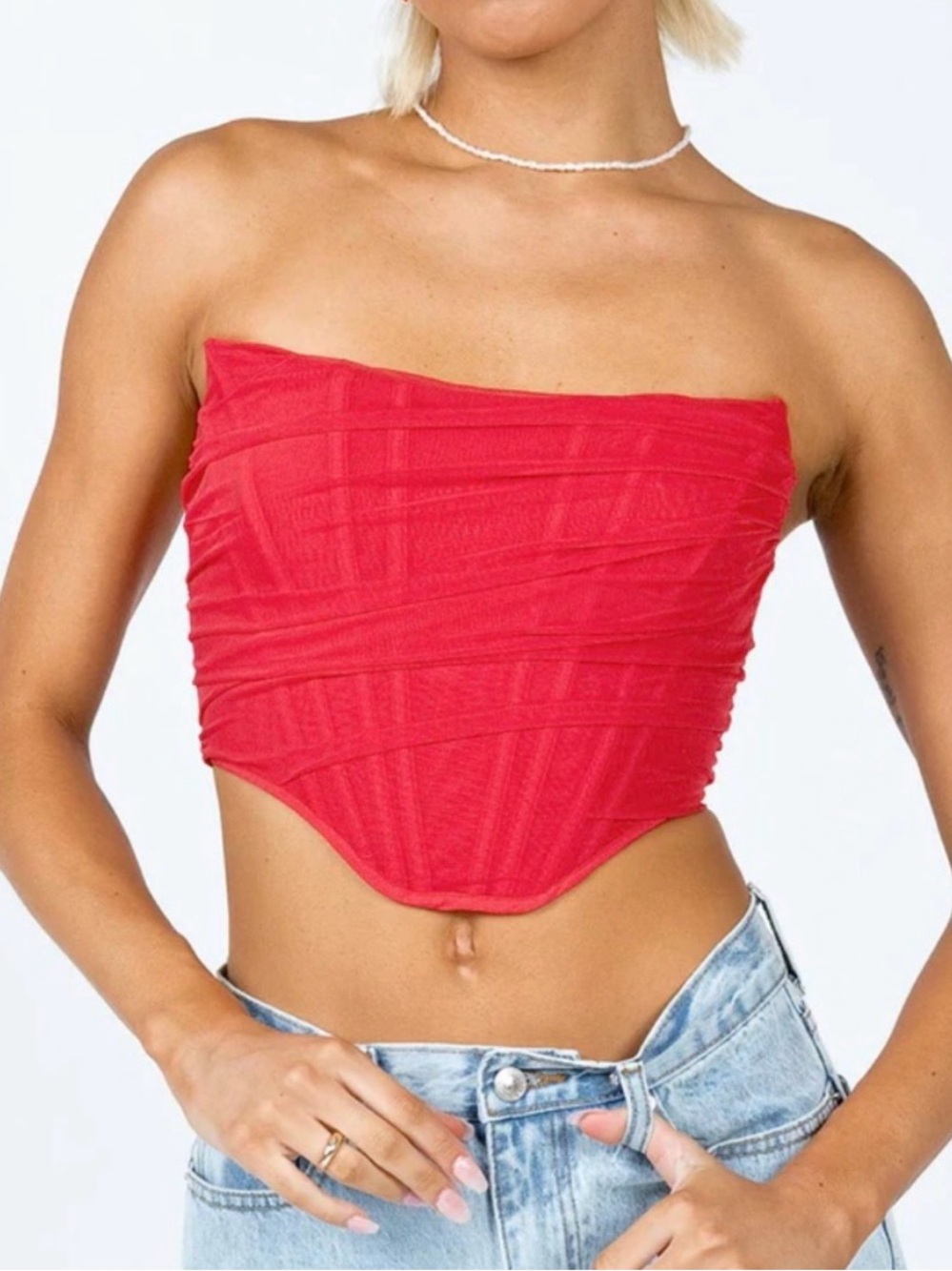 Princess Polly Red Strapless Corset Top Size 4